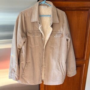 Bluivy Tan Corduroy Sherpa-Lined Shirt Jacket
